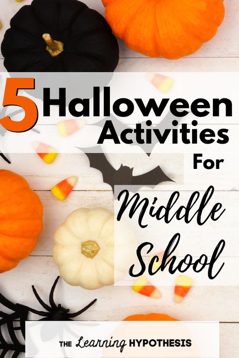 It can be a challenge to find age and educational appropriate Halloween activities for middle school. This is a list of 5 ways that you can keep learning and have fun for Halloween (even in Middle School) Food Activities For Middle Schoolers, Halloween Lessons Middle School, Fun Homeschool Activities For Middle School, October Crafts Middle School, Middle School Activities Social, Pumpkin Science Middle School, October Stem Activities Middle School, Easy Halloween Crafts For Middle School, Fourth Grade Halloween Party