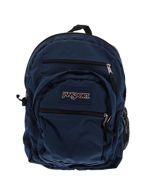 Jansport Backpack Size: One Size Accessories - used. No Fabric Content, Graphic | Jansport Backpack: Blue Graphic Accessories 2000s Backpack, Dark Blue Backpack, Navy Blue Backpack, 80s Clothes, Navy Backpack, Dream Items, Stylish School Bags, Denim Shorts Outfit, Aesthetic Backpack