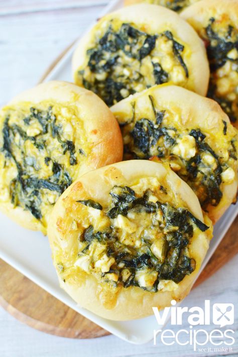 Mini Cheese Spinach Pies, Mini Spinach Cheese Pies, Cream Cheese Veggie Dip, Caprese Salad Appetizer, Salty Side Dish, Rotel Recipes, Spinach Rolls, Frozen Dinner Rolls, Greek Spinach Pie