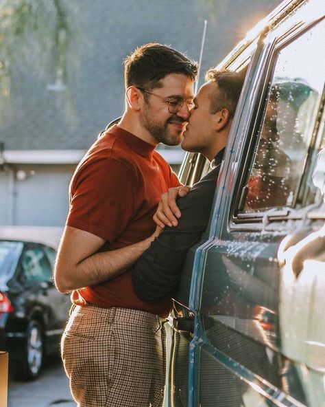 LGBT (@lgbt) posted on Instagram: “Tough goodbyes make for tender hellos. ♥︎ ⠀ 📷 of @ulyandernesto by @benjaminnshoots. ⠀ Image description: Gay couple Ernesto and Uly are…” • Apr 4, 2020 at 8:33pm UTC Male Couple Pose Reference, Couple Pose Reference, Couple Poses Reference, Couple Pose, My Kind Of Love, Image Description, Kissing Couples, Happy Together, Gay Love