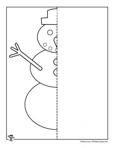 Christmas Mirror Drawing Worksheets | Woo! Jr. Kids Activities Finish Drawing The Picture, January Printables Free For Kids, Finish The Picture Drawing, Preschool Snowmen, Snowman Worksheet, Finish The Drawing Worksheets, Winter Mirror, Drawing Activities For Kids, Complete The Drawing