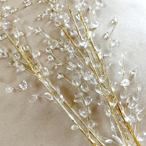 Gold Faceted Crystal Berry Spray Wedding Floral Holiday | Etsy Canada Bling Candle Holders, Bling Candles, Gold Christmas Tree Decorations, Clear Glass Ornaments, House To Home, Crystal Garland, Silver Wrapping Paper, Christmas Berries, Blue Christmas Tree