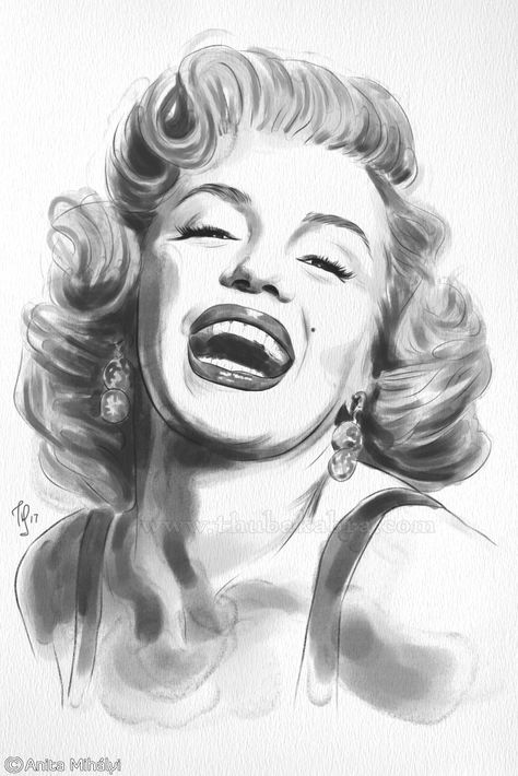 Marilyn Monroe Drawing, Marilyn Monroe Artwork, Marilyn Monroe Portrait, Marilyn Monroe Art, Arte Van Gogh, Celebrity Drawings, 수채화 그림, Black And White Art, Print Black And White