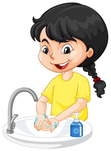 A girl cleaning hands | Premium Vector #Freepik #vector #kids-cleaning #kids #kids-cartoon #child-hand Graphic Wedding Invitations, Hands Drawing, Easter Illustration, Washing Hands, Clean Hands, Backgrounds Free, Hand Illustration, Vector Photo, Hand Washing