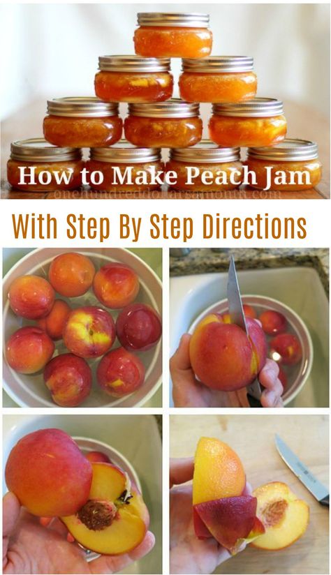 Peach Jam Recipe, Canning Peaches, Canning 101, Peach Preserves, Jam Recipes Homemade, Canning Jam, Peach Jam, Jam And Jelly, Jelly Recipes