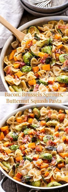 Healthy Comfort Food Dinners, Butternut Squash Recipes Pasta, Low Carb Veggie, Squash Pasta Recipe, Bacon Brussels Sprouts, Foods Ideas, Butternut Squash Pasta, Squash Pasta, Healthy Comfort