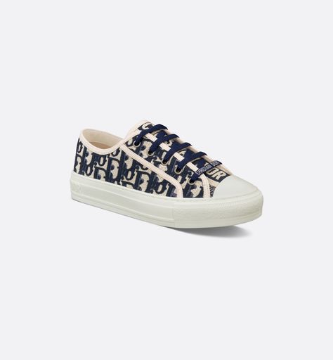 Walk'n'Dior Sneaker Deep Blue Dior Oblique Embroidered Cotton | DIOR Blue Dior, Dior Sneakers, Lucky Symbols, Dior Oblique, The Tongue, Christian Dior Couture, Dior Couture, Deep Blue, Christian Dior