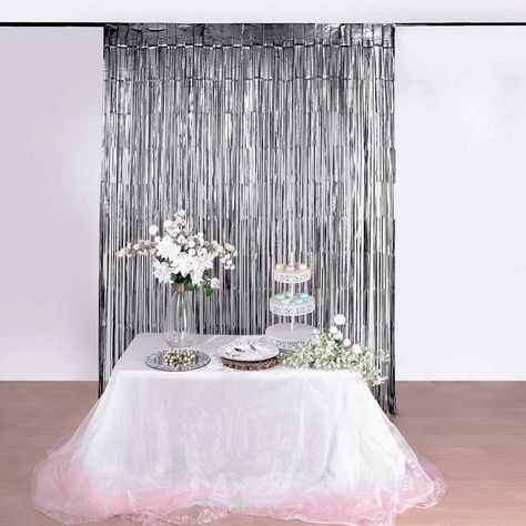 Booth Decoration, Foil Fringe Curtain, Party Photo Booth Backdrop, Sequin Curtains, Photo Booth Backdrop Wedding, Metal Wedding Arch, Foil Curtain, Curtain Backdrops, Curtain Fringe