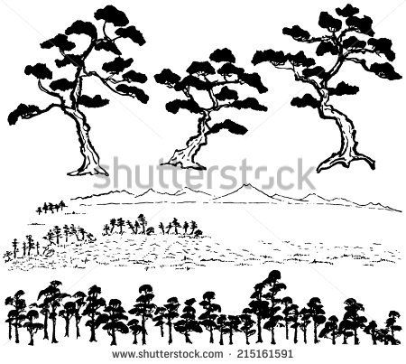 Tree Line Silhouette, Japanese Pine Tree, Pine Tree Illustration, Patriotic Background, Pine Tree Art, Japanese Tree, Line Silhouette, Family Stock Photo, Lifestyle Illustration