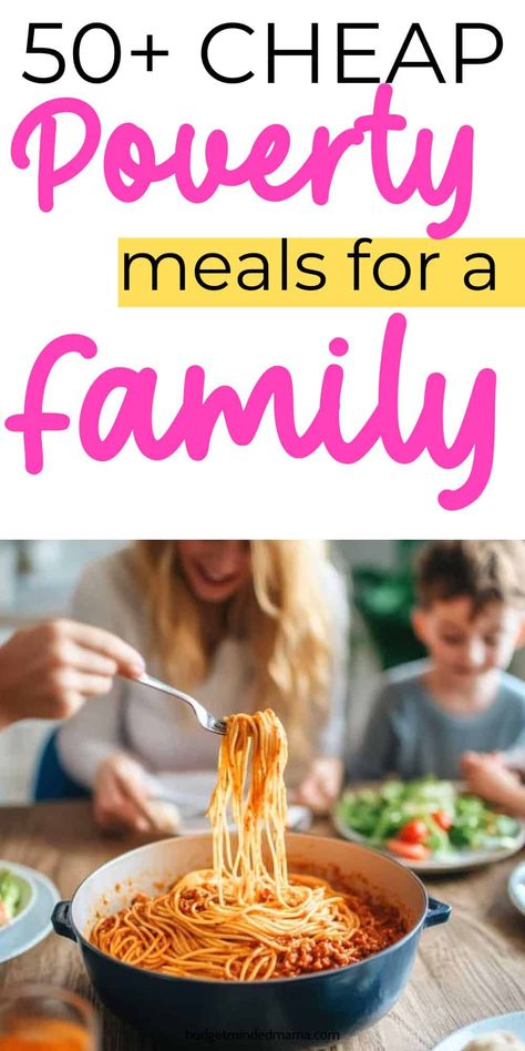 Here are 50 cheap poverty meals for a family when you have a tight budget. Inexpensive Meals For One, Budget Meal Planning Family Of 5, Cheap Family Dinners Groceries Budget, Big Family Meals Dinners, Cheap Dinners For One Person, $5 Dinner Ideas, Super Easy Cheap Meals, Cheap Meal Ideas For Large Families, Low Budget Meal Plan