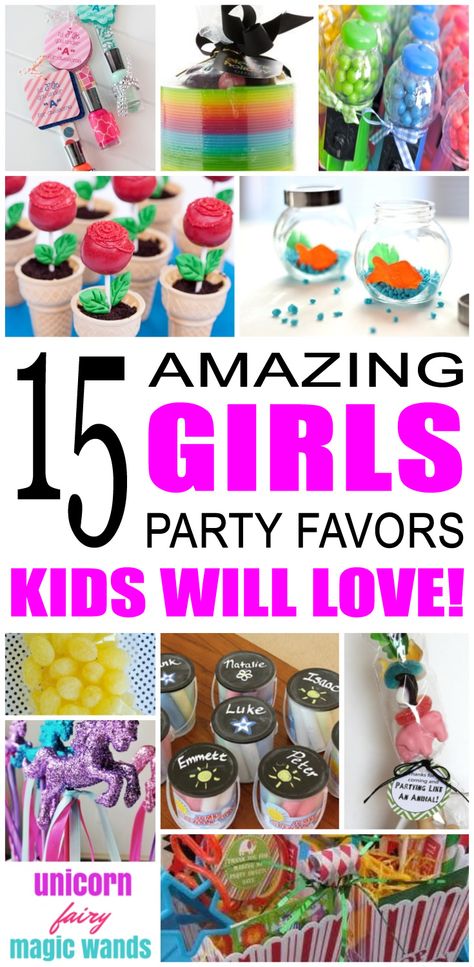 Fun girls party favor ideas for kids, tweens, and teenagers. Try these diy girls party favors for little and big girls. Here are some cute goody bags and treats to say thank you to the friends of that special birthday girl. Teen Party Favors, Teenager Party, Easy Party Favor, Birthday Treat Bags, Girl Birthday Party Favors, Party Favor Ideas, Party Favors For Kids, Favour Ideas, Birthday Goodie Bags