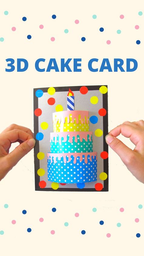 3d Paper Birthday Cake, Pop Up Birthday Cards Diy Easy, Pop Up Card Birthday, Greeting Cards Handmade Birthday, Cards Diy Easy, 3d Birthday Cake, Paper Birthday Cards, Diy Kids Art, 3d Birthday Card