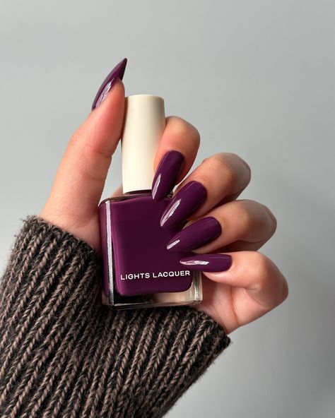 Lights Lacquer, Home for the Harvest 🧺 The purple we’ve been missing 😍💜 Figgy Delight, a plum purple polish with a creme finish • use code COLORNOOK to save on your purchase @lightslacquer • use code THECOLORNOOK to save on your purchase @nominal #lightslacquer #homefortheharvest #fallnails #fallnailcollection #nailpolishswatch #nailswatch #nailinspo #purplenails #fignails #auberginenails #figgydelight purple crème nail polish autumn fall Deep Purple Nails Fall, Autumn Nails Purple, Grape Purple Nails, Fall Nails Plum, Plum Color Nails, Plum Colored Nails, Plum Fall Nails, Dark Violet Nails, Eggplant Nails