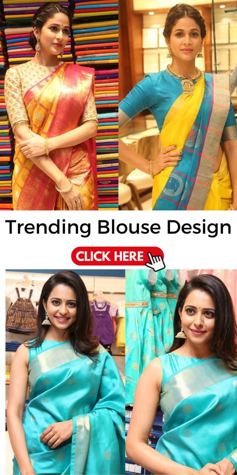 trending blouse designs for silk saree Blouse Latest Designs Fashion Trends, Latest Blouse Designs For Silk Sarees, Blouse Ideas For Silk Sarees, Blouse Ideas For Saree, Trending Saree Blouse Designs, Latest Blouse Ideas, Latest Trendy Sarees, Latest Trendy Blouse Designs, Silk Saree Blouse Design