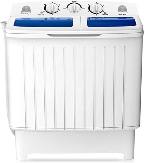 COSTWAY Portable Washing Machine, Twin Tub 17.6Lbs Capacity, Washer(11Lbs) and Spinner(6.6Lbs), Durable Design, Timer Control, Compact Laundry Washer for RV, Apartments and Dorms, Blue : Amazon.ca: Home Cleaning Must Haves, Compact Washing Machine, Spin Dryers, Twin Tub, Compact Laundry, Cleaning Buckets, Automatic Washing Machine, Portable Washer, Mini Washing Machine