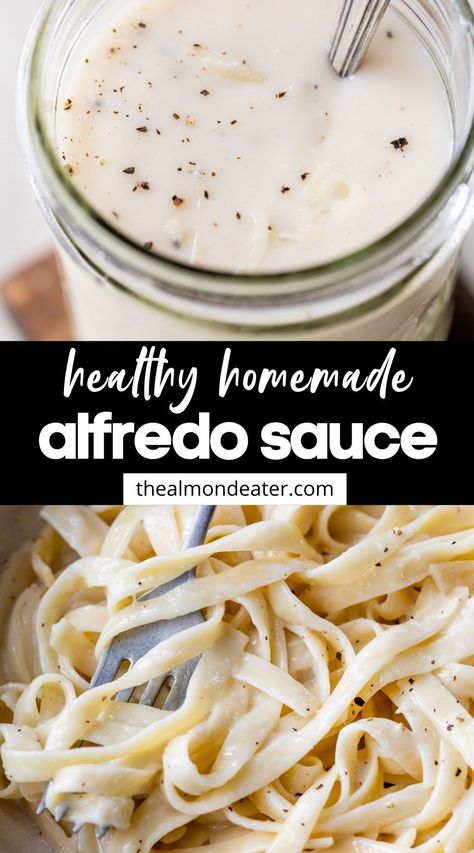 Almond Milk Cream Sauce, Almond Milk Alfredo Sauce, Healthy Alfredo Sauce Recipe, Gluten Free Alfredo Sauce, Fetuchini Alfredo, Healthy Alfredo, Healthy Alfredo Sauce, White Cream Sauce, Vegetarian Recipes For Beginners