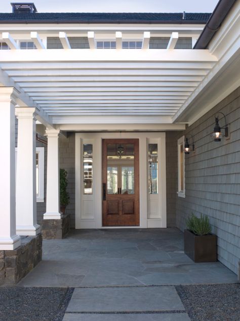 Front Porch Pergola, Traditional Entry, Wood Exterior Door, Entry Design, Wood Front Doors, Front Door Colors, Front Door Design, Inviting Home, Pergola Patio