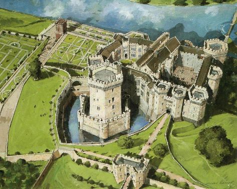 Raglan Castle, Welsh Castles, Real Castles, Map Drawing, Stone Buildings, British Castles, Chateau Medieval, Medieval Architecture, Castle Mansion