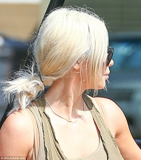 Kim Kardashian's locks look frazzled after bleaching THREE times in three weeks | Daily Mail Online Kim Kardashian Blonde, Blonde Locks, March 5, Platinum Blonde, Hair Colour, Just In Time, Kim Kardashian, Daily Mail, In Time