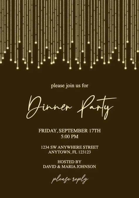 Dinner Party Invite, Online Invitation, Dinner Party Invitations, Invitation Maker, Invite Template, Online Invitations, Party Invite Template, Party Invite, String Lights