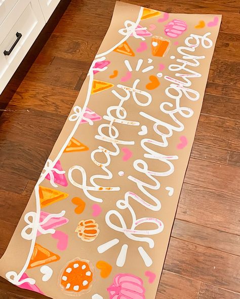 Prepping for Thanksgiving with Friendsgiving!!✨🧡💕🥧🍂 Brown Paper Banner Christmas, Brown Paper Banner, Painting Signs, Back School, Girly Christmas, Banner Christmas, Spring Semester, Merry Christmas Banner, New Year Banner