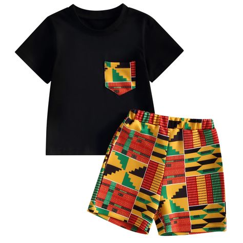 PRICES MAY VARY. Cotton Imported Pull On closure Machine Wash Material: T Shirts: Cotton, Soft and Lightweigt; Pants: Polyester Relax Crew Neck, One Pocket Front, Black Short Sleeve T Shirts Tee Tops, Elastic Waistband, Comfy Black and Yellow Red African Print Ankara Kente Dashiki Shorts, Fashion and Comfy 2 Piece Summer Toddler Little Boys Girls Kids African Clothing Clothes Outfits Color: Black Yellow; Season: Summer; Gender: Unisex Size: 3T, 4T, 5T, 6 Years,7 Years; Occasion: Daily Wear, Casu Shorts Boho Outfit, African Print Outfits, Casual Shorts Outfit, Toddler Boy Summer Outfits, Dashiki Fashion, Toddler Boy Summer, Boho Baby Clothes, Short Pants Outfit, Printed Jogger Pants