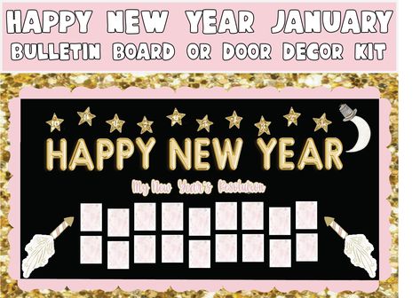 Excited to share the latest addition to my #etsy shop: January New Year Bulletin Board Kit, Door Decor, New Year Cupcake Bulletin Boards, January New Year, New Year Bulletin Board, Snowman Bulletin Board, January Bulletin Boards, April Easter, Gold Foil Balloons, Door Display, Page Setup