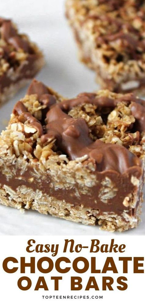 After the holiday season, you are probably tired of turning on your oven. I don’t blame you! But that doesn’t mean you don’t want to make delicious treats for your friends and family. These chocolate oatmeal bars are the perfect sweet treat and easy to make. The only thing easier than making these no-bake bars is eating them! Oat Bars Recipe, Chocolate Oat Bars, Oatmeal Chocolate Chip Bars, Oatmeal Bars Recipes, Chocolate Oatmeal Bars, No Bake Oatmeal Bars, Chocolate Chip Bars, Chocolate Oats, Dessert Bar Recipe