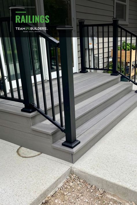 NA Large Back Deck, Deck Gate, Black Railing, Door Decks, Custom Railing, Team Builders, Deck Construction, Outdoor Paradise, Deck Projects