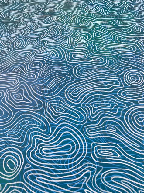 "Water Ripples Study III" is an acrylic painting on paper that depicts the delicate stylised details of water patterns through a layered composition of lines and shapes. The painting evokes a sense of serenity and calmness, inviting the viewer to contemplate the beauty of nature. Artwork info: ♥ acrylic on paper ♥ 58x81cmUnframed Detailed Patterns Drawing, Pattern From Nature, Pattern Art Painting, Natural Patterns In Nature, Water Printmaking, Water Texture Illustration, Cool Patterns To Paint, Water Ripples Drawing, Water Ripples Painting