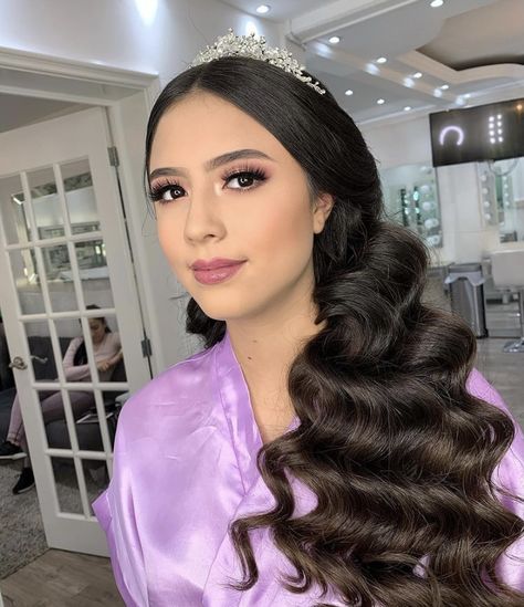 Purple Quince Makeup Simple, Lilac Quinceanera Makeup Looks, Purple Makeup For Quince, Quince Makeup For Purple Dress, Quince Makeup Purple And Silver, Quinceanera Makeup Lilac, 15 Makeup Looks Purple, Purple Xv Makeup, Lilac Quince Makeup Looks