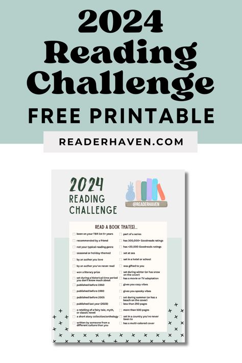 Whether you're trying to read your backlist books or you just want to challenge yourself to read more books this year, you'll love this fun 2024 reading challenge! It features 30 prompts to follow, including a free printable PDF checklist. Christmas Reading Challenge, Book Challenge 2024, 2024 Book Reading Challenge, 2024 Reading Challenge, Bookish Printables, Reading Genres, Reading List Challenge, Book Reading Journal, Christmas Reading