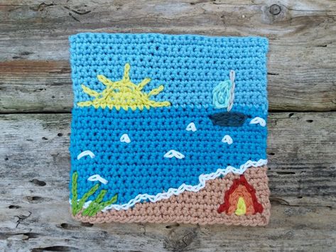 Crochet Ocean, Surface Crochet, Coastal Crochet, Finger Puppet Patterns, Crochet Hanging, Simple Snowflake, Puppet Patterns, Crochet Wall Hangings, Crochet Fabric