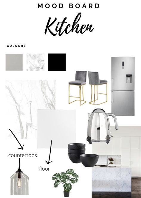 Mood board kitchen white kitchen white marble Kitchen Mood Board Modern, White Marble Mood Board, Grey Kitchen Mood Board, Kitchen Mood Board White Cabinets, White Kitchen Mood Board, White Cabinets Grey Countertops, Mood Board Kitchen, Kitchen White Marble, Kitchen Luxury Design