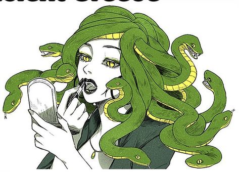 Snake Woman Character Design, Snake Girl Oc, Gorgon Aesthetic, Medusa Fanart, Gorgon Art, Medusa Anime, Snake Oc, Snake People, Serpent Goddess