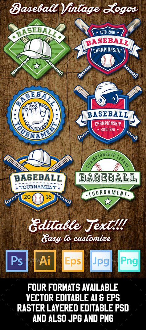 Baseball Logo Templates. Download here: http://graphicriver.net/item/baseball-logo-templates/15350028?ref=ksioks Baseball Logo Design, Ribbon Seal, Baseball Designs, Baseball Team Logo, Baseball Tournament, Baseball Teams Logo, Sports Logo Inspiration, Ribbon Logo, Sports Badge