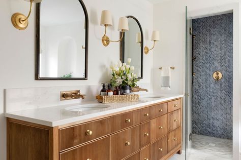 Sunday Saves: Our Favorite Quartz Countertops | Jkath Design Build + Reinvent Master Vanity, Bathroom Vanity Style, Inset Cabinetry, Custom Bathroom Vanity, Bathroom Vanity Designs, Vanity Design, Custom Bathroom, Herringbone Tile, Bathroom Remodel Designs