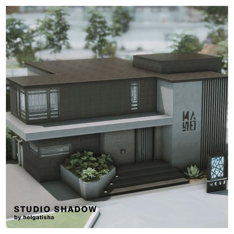 helgatisha : STUDIO SHADOW Sims 4 Modern House, San Myshuno, Sims 4 Studio, Sims 4 House Building, Brooklyn Apartment, Sims 4 House Design, Sims House Plans, Sims 4 Build, Sims 4 Houses