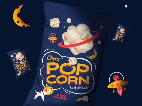 Decades Project on Packaging of the World - Creative Package Design Gallery Corn Packaging Design, Corn Packaging, Inspiring Branding, Space Snacks, Pouch Packaging Design, Popcorn Packaging, Snack Brands, Galaxy Theme, Pouch Packaging