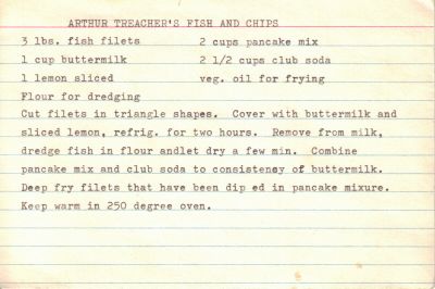 Arthur Treachers Fish and Chips Fish N Chips Recipe, Celebrity Recipes, Famous Recipe, Handwritten Recipes, Vintage Cooking, Copycat Restaurant Recipes, Old Fashioned Recipes, Secret Recipe, Fried Food