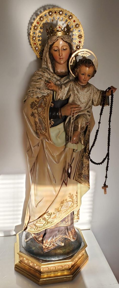 Our Lady Of Mt Carmel, Our Lady Of Mount Carmel, Mount Carmel, Mary Statue, Lady Of Fatima, Greek Orthodox, Mother Mary, Sacred Art, Our Lady