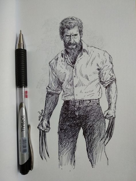 Logan Pepper, Logan Drawing, Logan Sketch, Deadpool Sketch, Spiderman Lockscreen, Marvel Art Drawings, Marvel Superheroes Art, Dark Paintings, Perspective Art