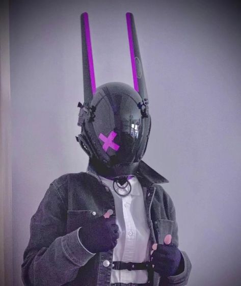 Bunny Helmet, Cyberpunk Masks, Cyberpunk Accessories, Cyberpunk Mask, Cyberpunk Helmet, Cyberpunk Outfit, Futuristic Helmet, Bunny Mask, Riding A Bicycle