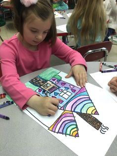 1st Grade “Dream Houses” – Art with Mrs Filmore 1st Grade Art Lessons, Easy Kids Art Projects, 1st Grade Art, Dream House Drawing, Teaching Art Elementary, Easy Art Lessons, Art Sub Plans, Houses Art, First Grade Art