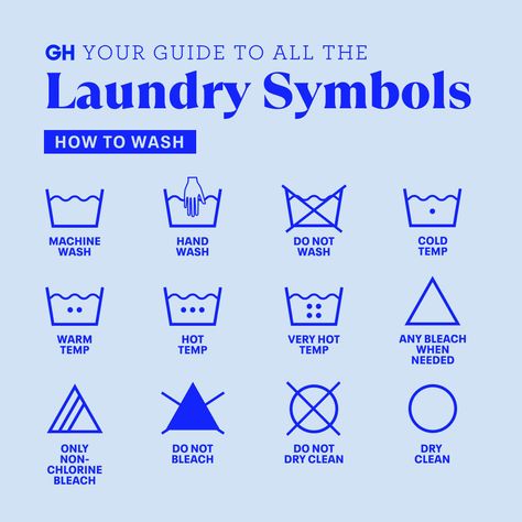 Knowing #laundrysymbols is key to making sure you're properly washing your favorite clothes (and therefore, keeping them looking good). But laundry day is hectic enough. Let our Cleaning Lab walk you through how to decode each symbol, so you can do your #laundry right without wasting any time. Washing Machine Symbols Meaning, Washing Guide Laundry, Laundry Tag Symbols, Washing Instruction Symbols, Laundry Care Symbols, Washing Symbols, Laundry Symbols, Room Stickers, Calendar Stickers