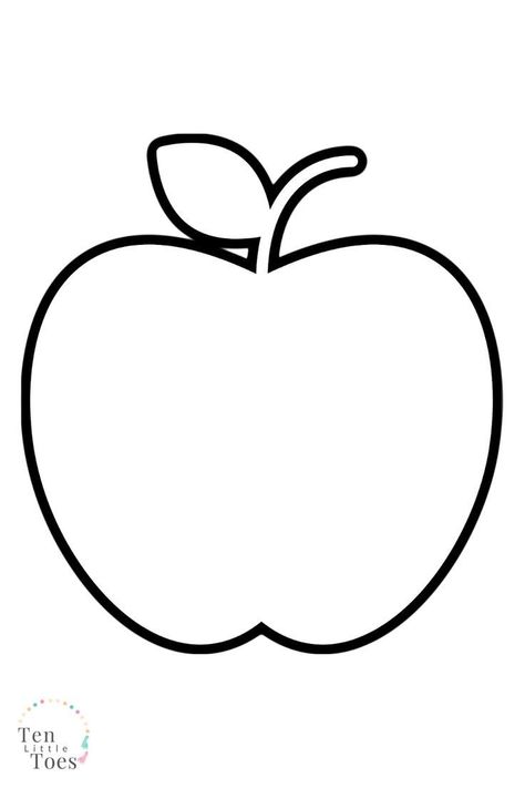 Apple Coloring Sheet, Alphabets Drawing, Colouring In Pages, Apple Outline, Coloring Pictures For Kids, Preschool Activities Printable, Kids Colouring, Apple Preschool, Apple Stem