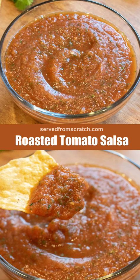 Roasted Tomato Salsa Recipe, Tomato Salsa Recipe, Roasted Tomato Salsa, Drink Healthy, Roasted Tomato, Salsa Recipe, Roasted Tomatoes, Cheap Meals, Comfort Foods