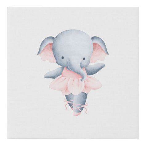 Teddy Drawing, Ballerina Elephant, Ballerina Drawing, Elephant Nursery Art, Elephant Canvas, Elephant Drawing, Little Ballerina, Artists For Kids, Elephant Nursery