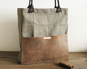 Sette Nani, Canvas Leather Tote Bag, Leather Shopper Bag, Canvas Leather Tote, Canvas Leather Bag, Casual Tote Bag, Bag School, Bag Canvas, Fabric Bags