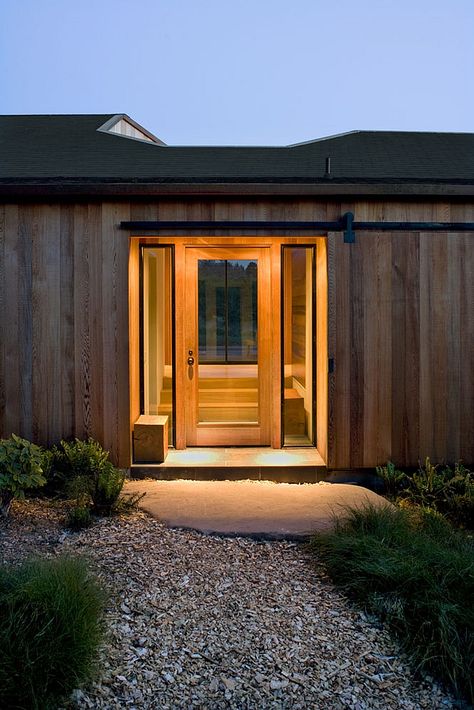 Entranceway to the Sea Ranch House Ranch Design, Lake Houses, Beautiful California, Sea Ranch, Wooden Door Design, Window Shutters, Door Cover, Main Door, Wood Door